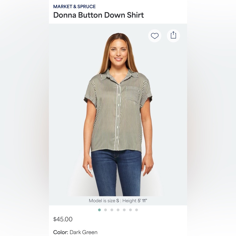 Market & Spruce Dark Green Striped Shirt